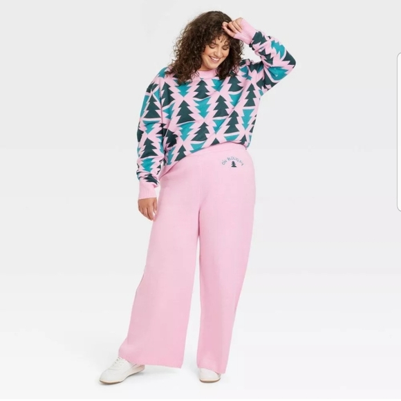 Women's On Holiday Graphic Sweater Pants - Pink XXL - Picture 4 of 4